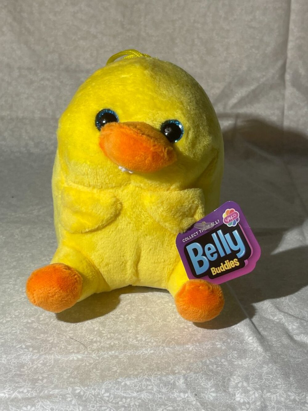 Nanco Belly Buddies Plush 9” Yellow Duck Blue Glitter Eyes Chick (142)